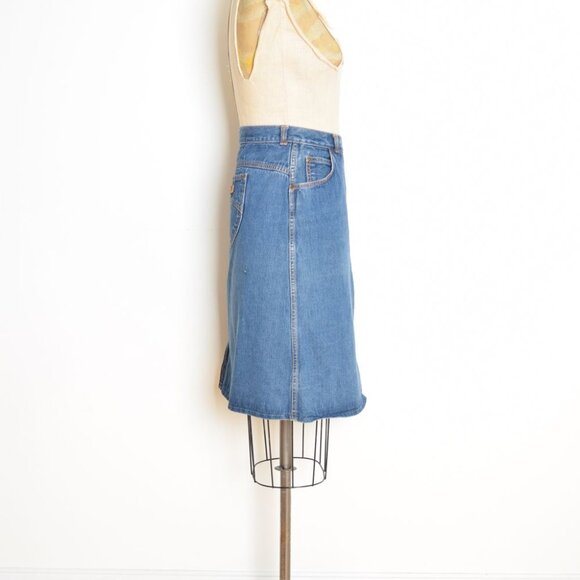 vintage 70s denim jean skirt GITANO blue a-line midi plus size 39.5 waist XL - Picture 4 of 9